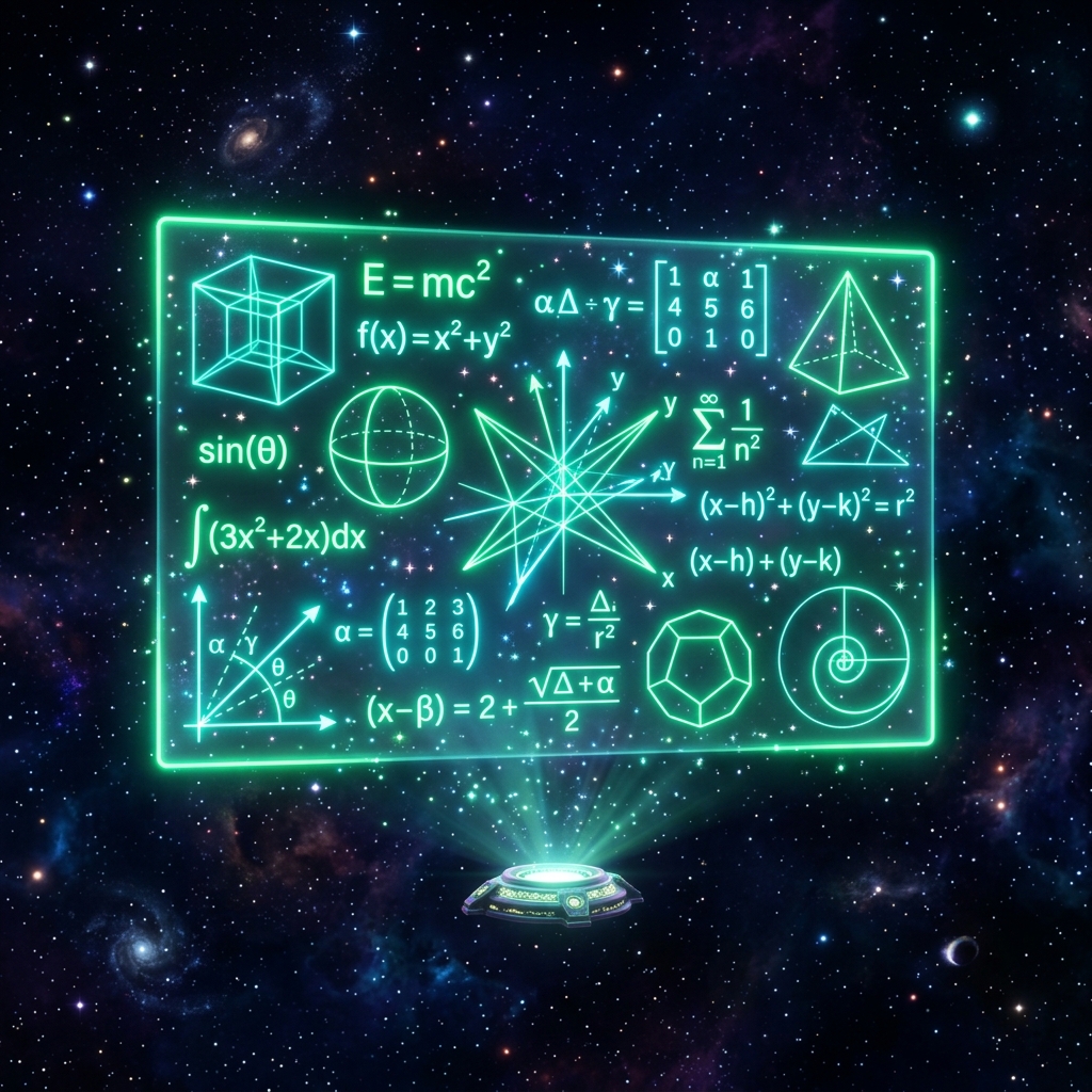 Holograficzna tablica z równaniami