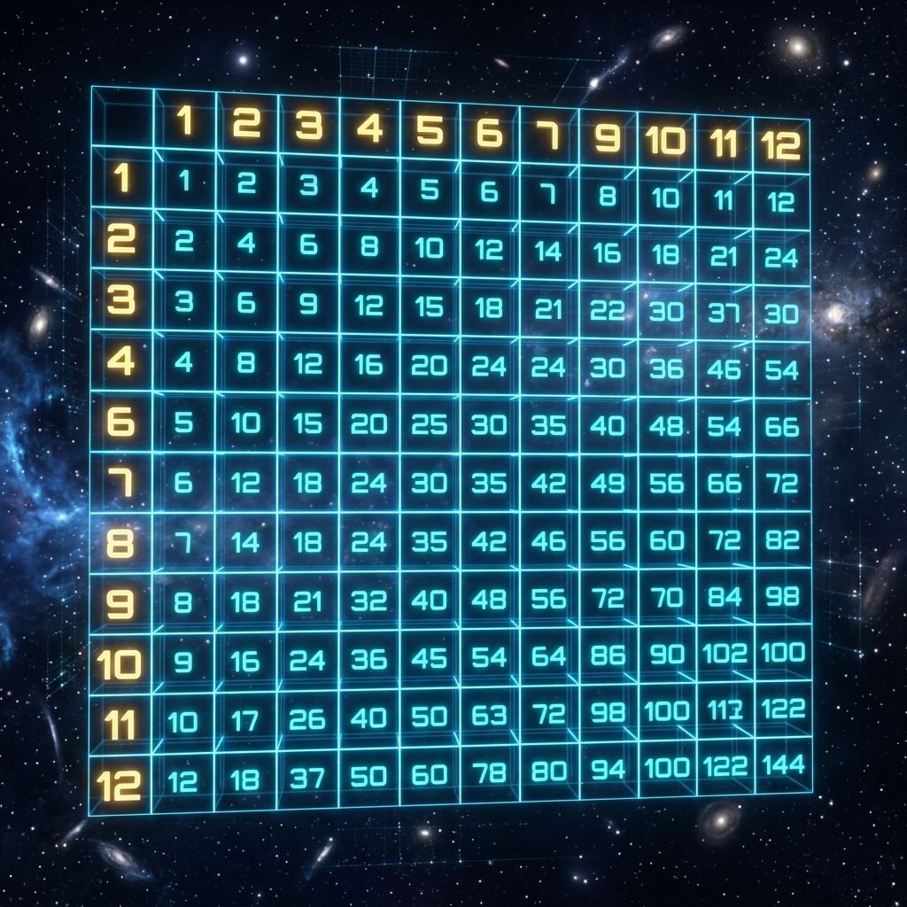 Hologramowa siatka tabliczki mnożenia