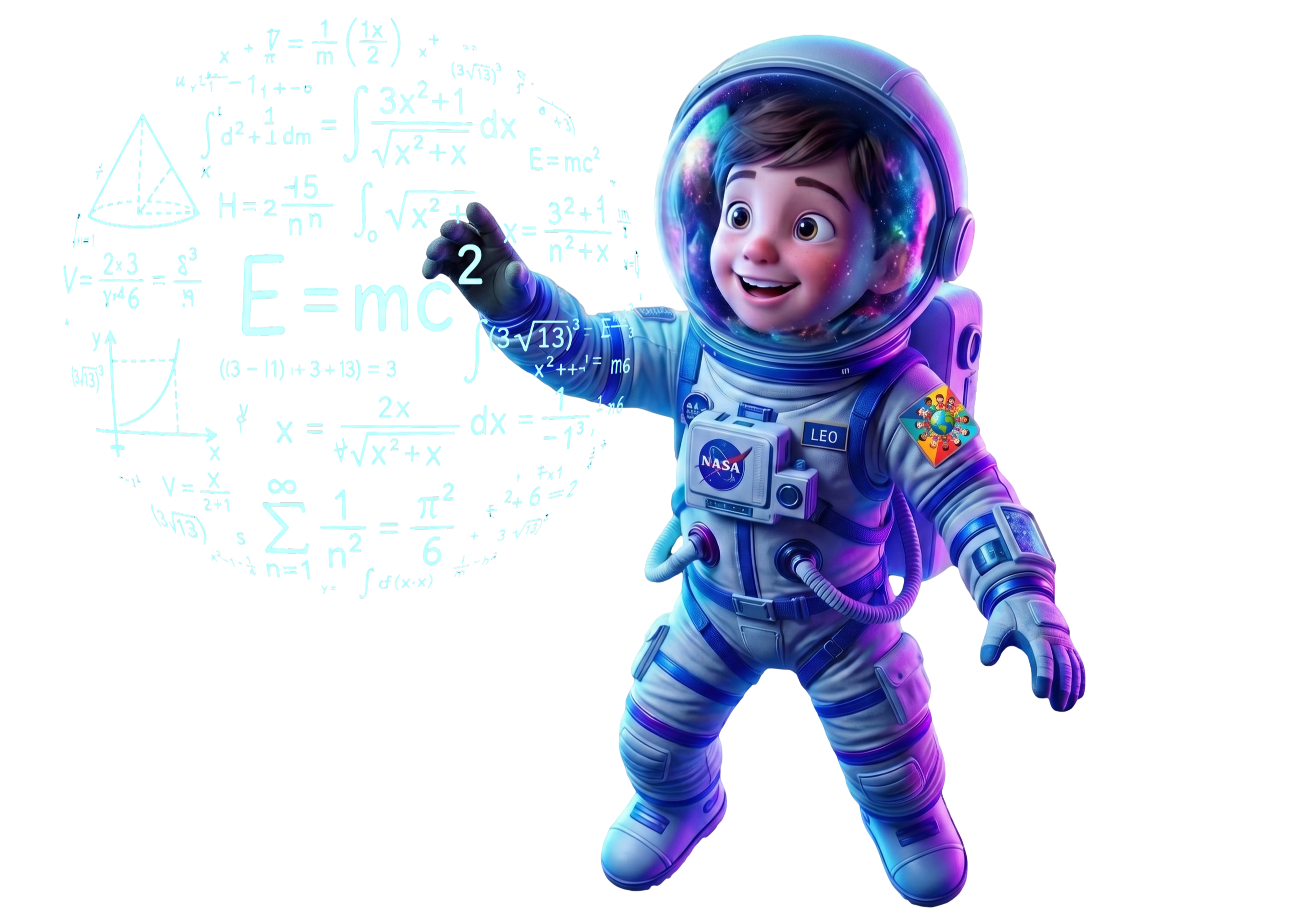 Dziecko astronauta unoszące się w kosmosie